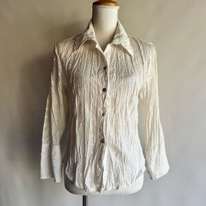 Polo Sur Embroidered Eyelet Button Down Top - NSF